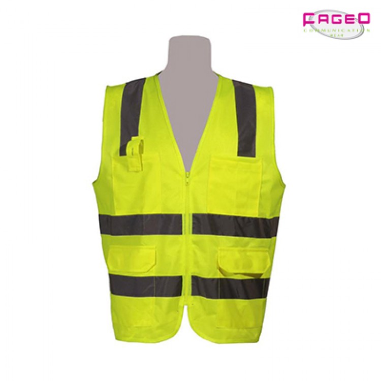 FAGEO - 00051 - Γιλέκο υψηλής ευκρίνειας με φερμουάρ και τσέπες - με Τύπωμα