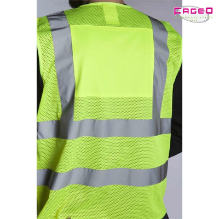 FAGEO - 00051 - Γιλέκο υψηλής ευκρίνειας με φερμουάρ και τσέπες - με Τύπωμα